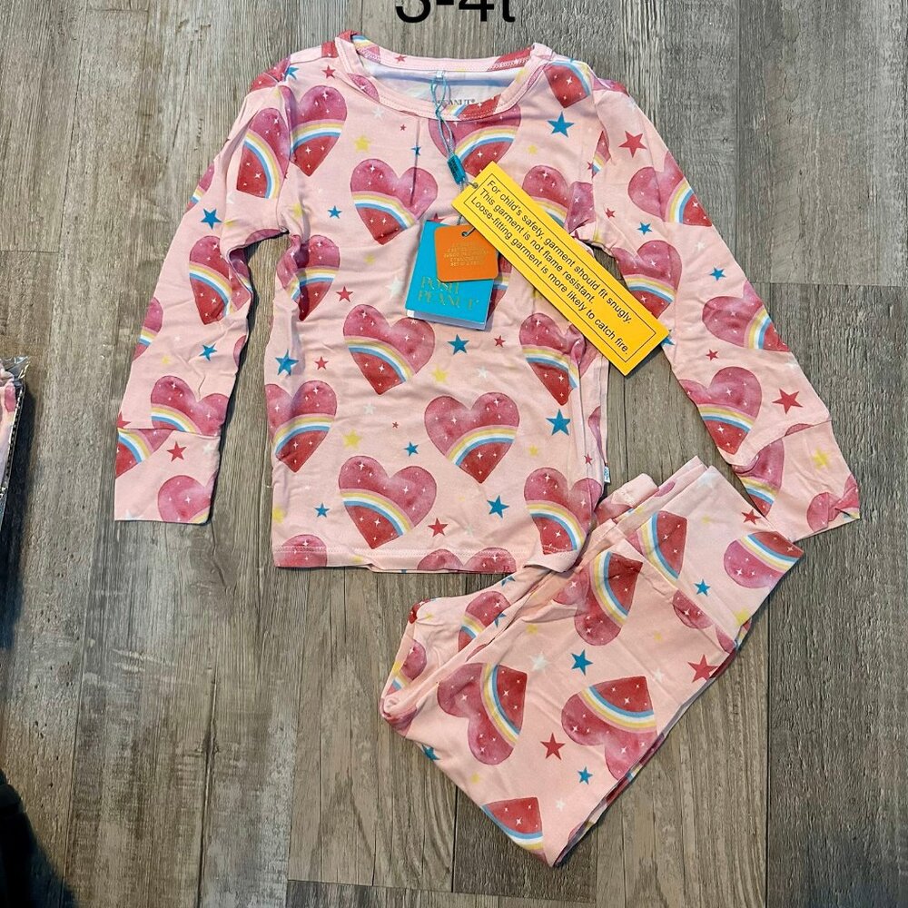 Posh Peanut Rainbow Hearts Pajamas 2/3t